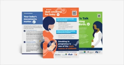The image contains three informational posters about pregnancy health:
Your baby’s movements matter: Emphasizes the importance of monitoring fetal movements as a sign of baby health. It provides guidance on what to expect and when to seek medical advice if movements change.
Quit smoking for baby: Highlights the risks of smoking during pregnancy, including increased chances of stillbirth, premature birth, and low birth weight. It offers resources and support for quitting smoking to protect the baby’s health.
It’s Talk about Birth: Encourages open discussions about birth plans and preferences with healthcare providers. It aims to empower expectant mothers to make informed decisions about their birthing experience.
Each poster includes contact information and QR codes for further assistance.
